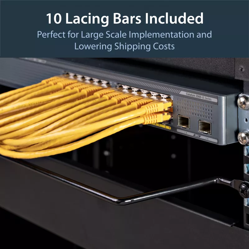 StarTech.com bridas horizontales de guía de cables con desplazamiento de 10,2 cm para racks – pack de 10