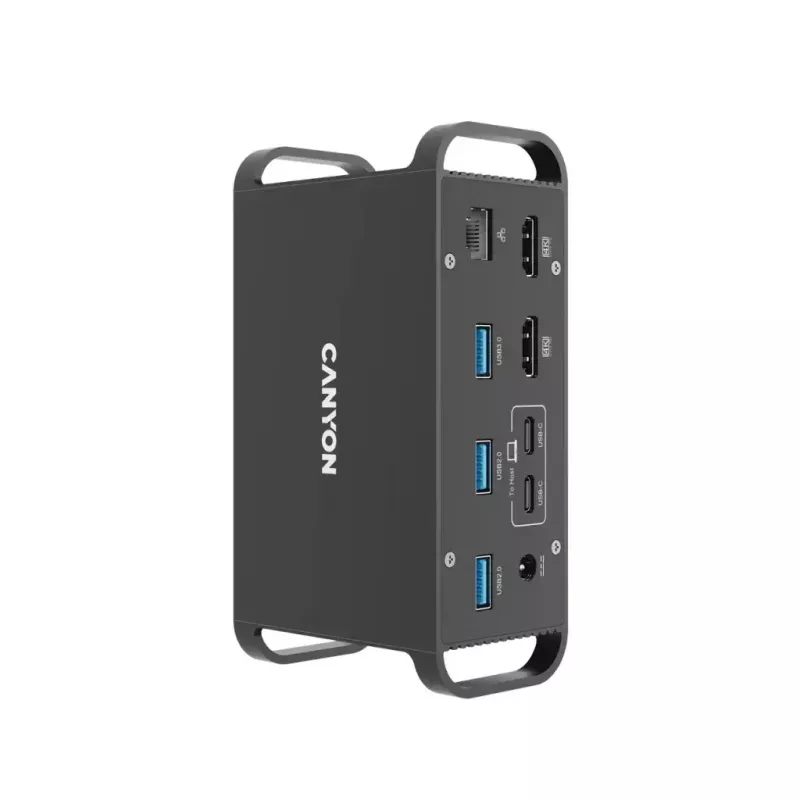Canyon DS-95 CNS-HDS95ST base de conexión USB-C 14 en 1 con adaptador de CA de 100 W, gris