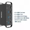 Canyon DS-95 CNS-HDS95ST base de conexión USB-C 14 en 1 con adaptador de CA de 100 W, gris