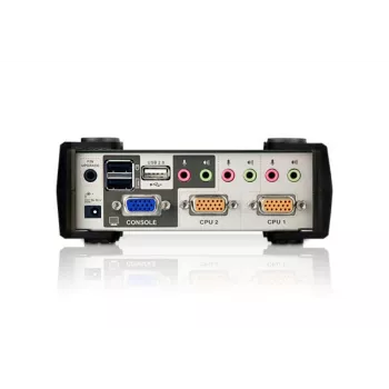 ATEN Switch KVM VGA USB - PS/2 de 2 puertos con audio y hub USB 2.0 (cable KVM incluido)