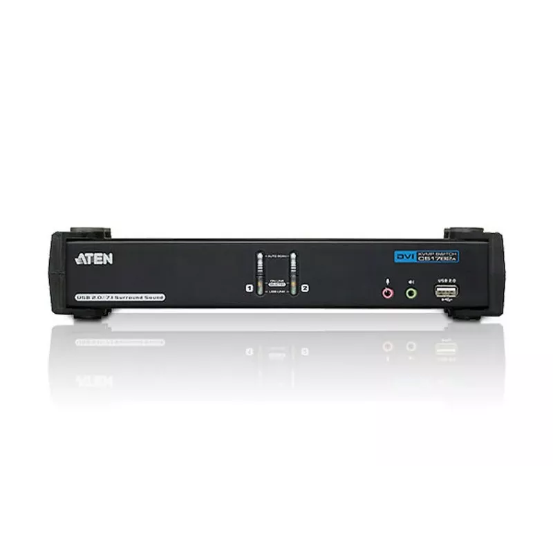 ATEN Switch KVM DVI Dual Link USB de 2 puertos con audio y hub USB 2.0 (cable KVM incluido)