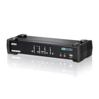 ATEN Switch KVM DVI Dual Link USB de 4 puertos con audio y hub USB 2.0 (cable KVM incluido)