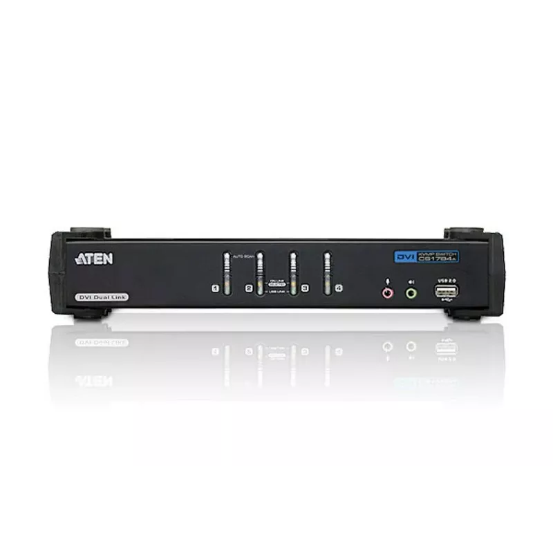 ATEN Switch KVM DVI Dual Link USB de 4 puertos con audio y hub USB 2.0 (cable KVM incluido)