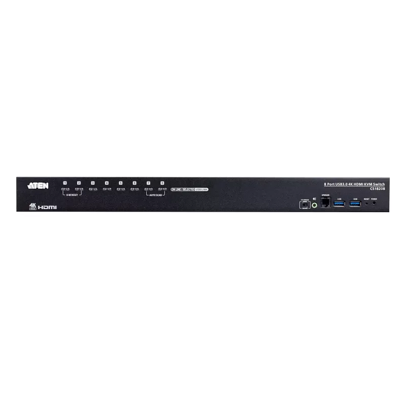 ATEN Switch KVM HDMI 4K USB 3.0 de 8 puertos, 4096 x 2160 píxeles, 4K Ultra HD, 9,77 W, negro