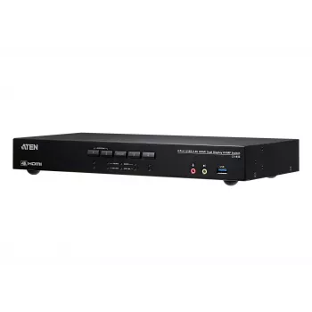 ATEN Switch KVMP™ HDMI 4K USB 3.0 de 4 puertos con doble pantalla, 4096 x 2160 píxeles, 4K Ultra HD, 4,42 W, negro