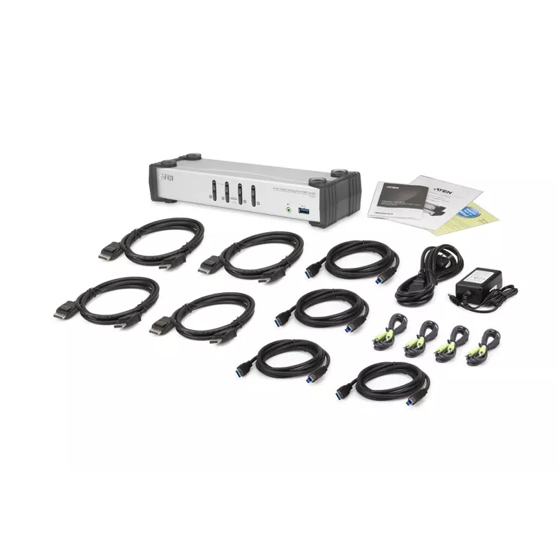 ATEN Switch KVMP™ DisplayPort 1.1 USB 3.1 Gen 1 de 4 puertos con altavoz (cable KVM incluido)