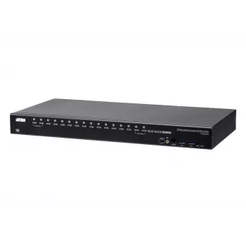 ATEN Switch KVM DisplayPort 4K USB 3.0 de 16 puertos, 4096 x 2160 píxeles, 4K Ultra HD, 26,66 W, negro