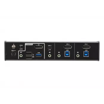 ATEN Switch KVMP™ híbrido DisplayPort USB-C de 3 puertos, 4096 x 2160 píxeles, 4K Ultra HD, 5,78 W, negro