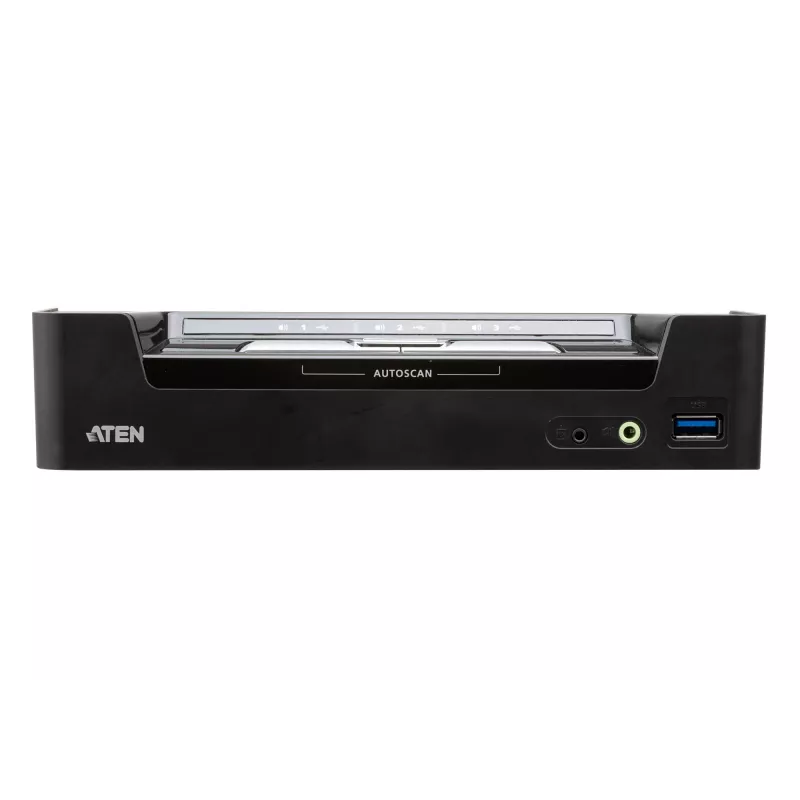 ATEN Switch KVMP™ híbrido DisplayPort USB-C de 3 puertos, 4096 x 2160 píxeles, 4K Ultra HD, 5,78 W, negro