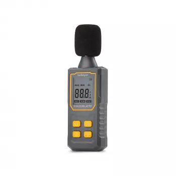 StarTech.com Sonómetro digital portátil con gran LCD, medidor de ruido/decibelios para sala de servidores/oficina, monitor de audio, rango 30-130 dBA, valores mín./máx. precisos