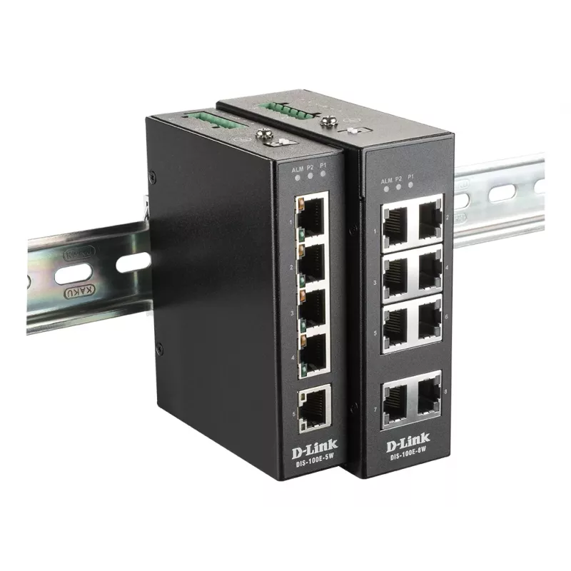 Switch industrial no gestionado D-Link de 8 puertos con 8 x 10/100 BaseT(X) puertos