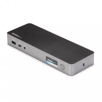 Estación de acoplamiento universal para portátil StarTech.com, dock híbrido USB-C y USB-A, dual 4K DP y HDMI, 60W PD, Mac / Windows / Chrome OS, hub 4x USB 5Gbps, GbE