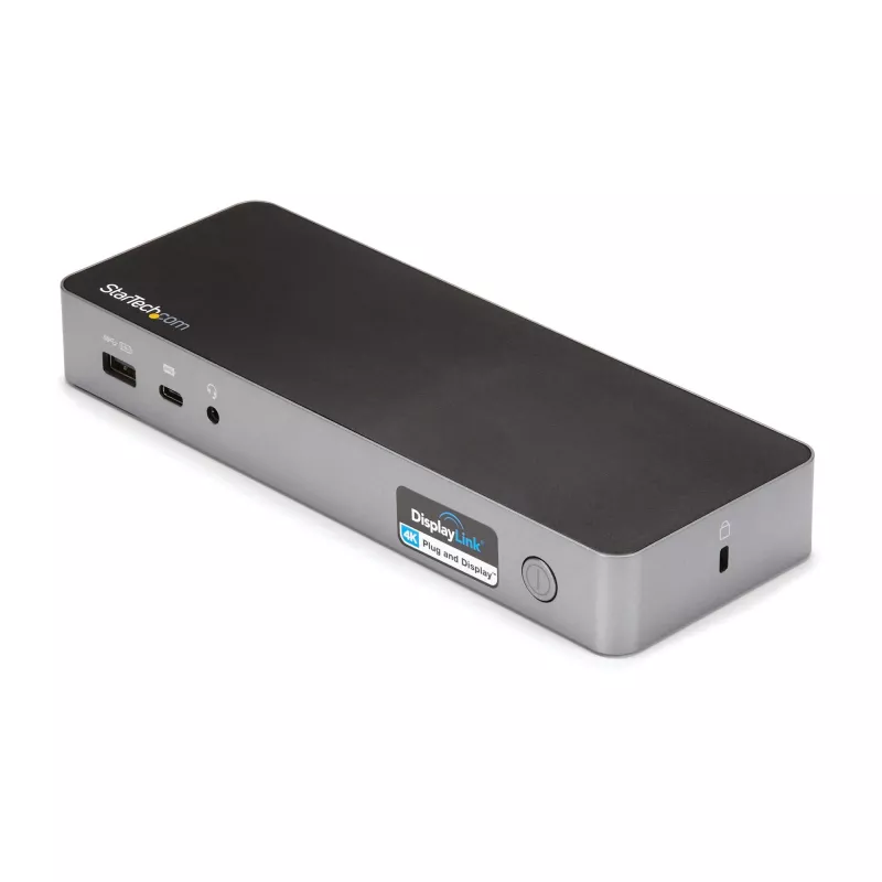 Estación de acoplamiento universal para portátil StarTech.com, dock híbrido USB-C y USB-A, dual 4K DP y HDMI, 60W PD, Mac / Windows / Chrome OS, hub 4x USB 5Gbps, GbE