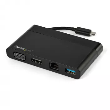 Adaptador multipuerto USB-C con HDMI, VGA, Gigabit Ethernet y USB 3.0 de StarTech.com – mini dock hub USB-C a pantalla 4K HDMI o 1080p VGA – estación de acoplamiento de viaje USB Type-C para portátiles USB-C