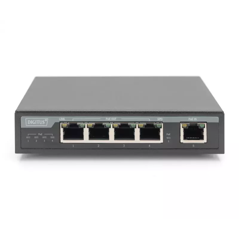 Extensor 4PPoE Gigabit 4 puertos Digitus 802.3at 60W Negro