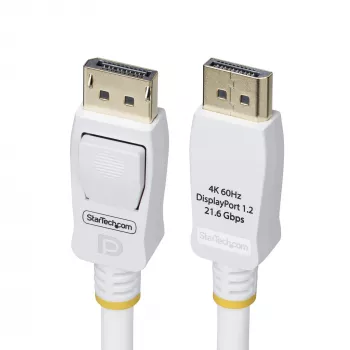 StarTech.com Cable DisplayPort 1.2 certificado por VESA de 10ft (3m) Blanco, 4K 60Hz, 21,6 Gbit/s, conectores DP con enclavamiento, cable DisplayPort DP 1.2, cable de monitor DP, M/M