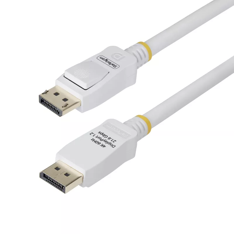 StarTech.com Cable DisplayPort 1.2 certificado por VESA de 10ft (3m) Blanco, 4K 60Hz, 21,6 Gbit/s, conectores DP con enclavamiento, cable DisplayPort DP 1.2, cable de monitor DP, M/M