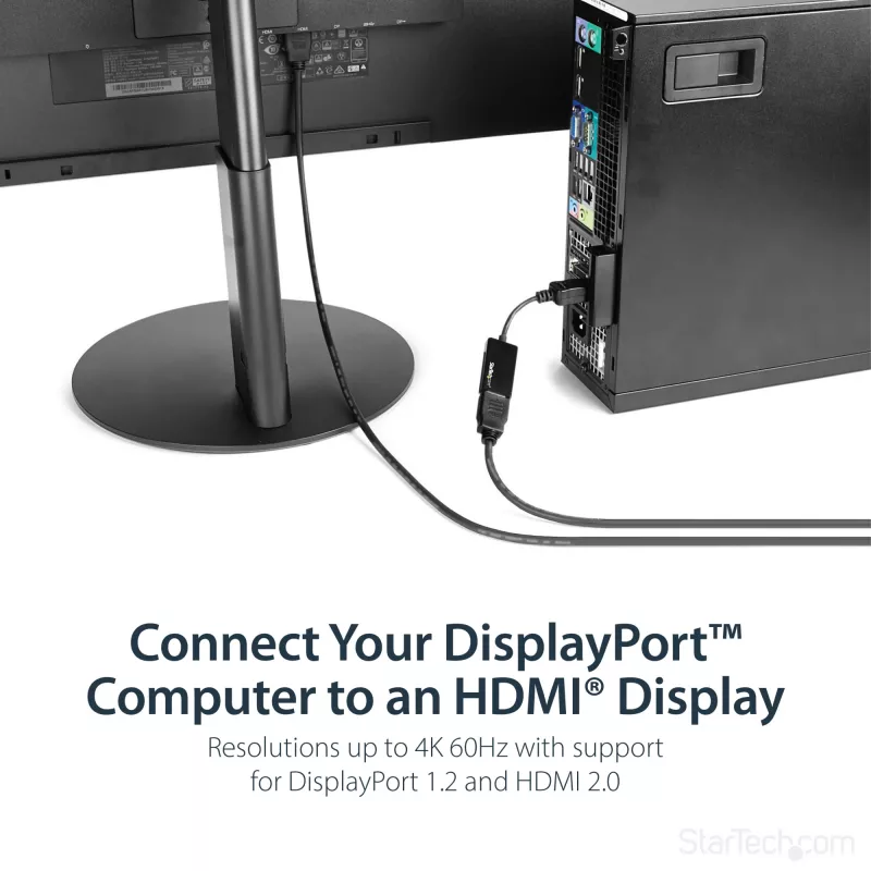 StarTech.com DP2HD4K60S adaptador de DisplayPort a HDMI, 4K 60Hz, 0,215 m, macho/hembra