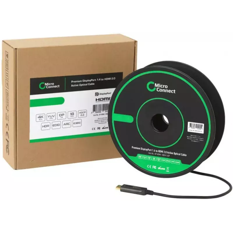Microconnect DP-HDMI-1000V1.4OP Adaptador de cable de vídeo 10 m DisplayPort HDMI Type-A (estándar) Negro