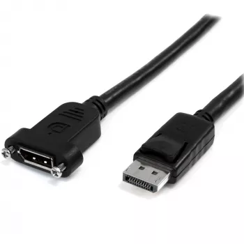 StarTech.com Cable DisplayPort Panel Mount de 1 m – 4K x 2K – Cable prolongador DisplayPort 1.2 conector macho a conector hembra – Cable de vídeo DP con conector DP Panel Mount – Cable de monitor DP