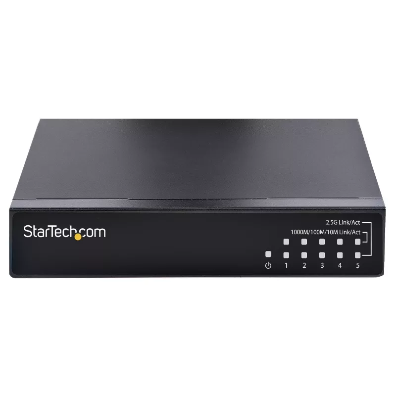 StarTech.com Switch 2.5G no gestionado – Switch Gigabit de 5 puertos – Switch Ethernet 2.5GBASE-T no gestionado – Splitter Ethernet – Montaje en carril DIN o pared – Multi-Gigabit – Auto-MDIX – 9K Jumbo