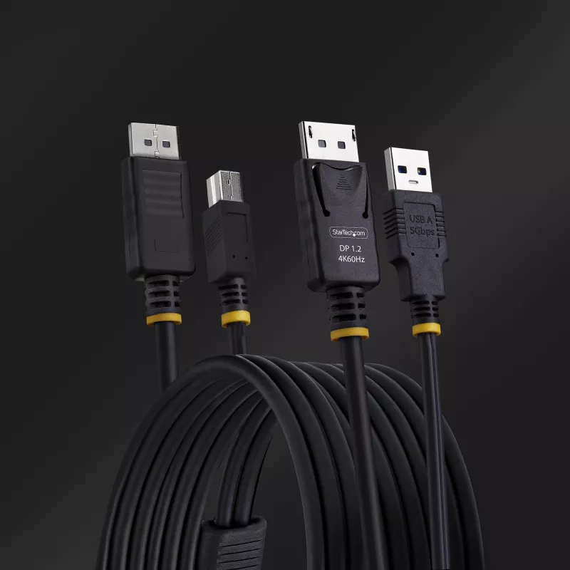StarTech.com Cable KVM DisplayPort y USB 5 Gbit/s de 6ft (1,8 m), 4K 60 Hz, cable combinado DP 1.2/USB 3.0 universalmente compatible para switches KVM