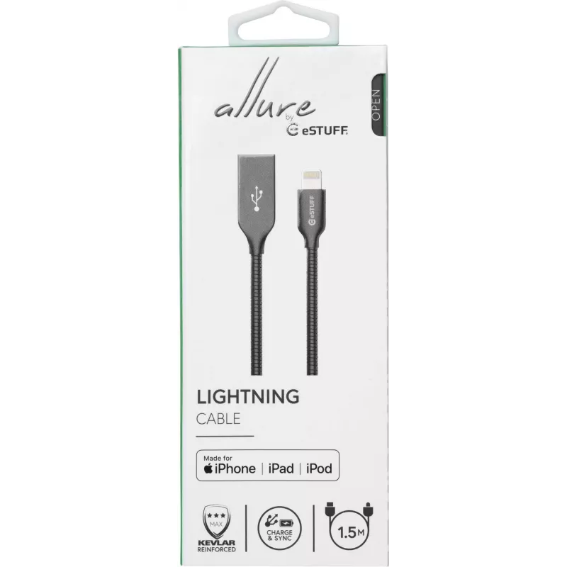eSTUFF ES601165 Cable Lightning 1,5 m gris