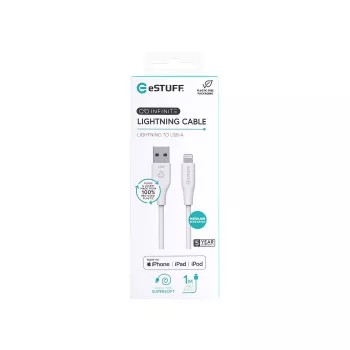 Cable Lightning eSTUFF ES601170 1m USB-A 2,4A 5V blanco