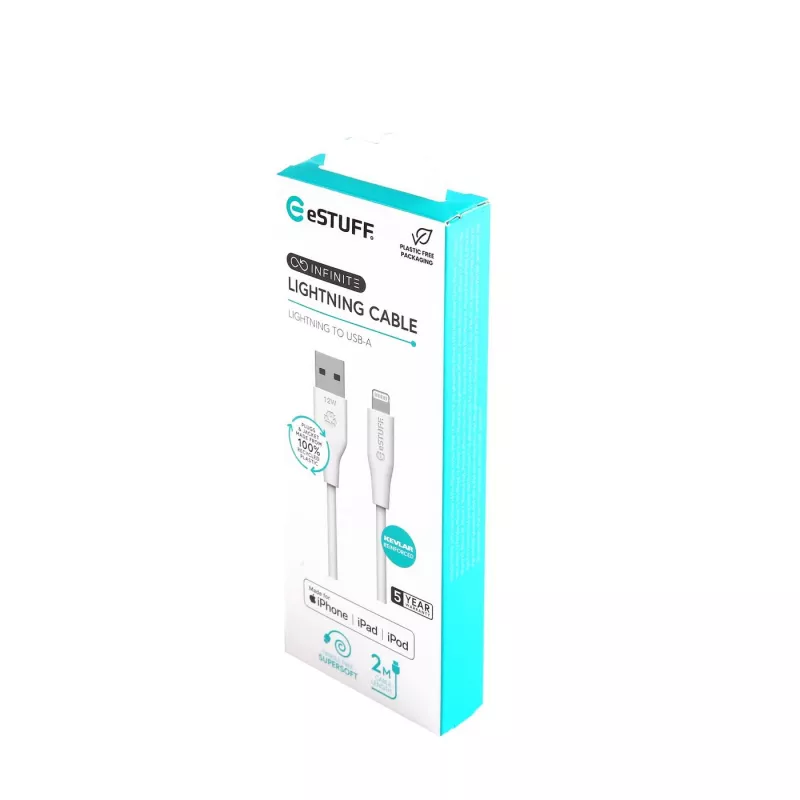 Cable Lightning eSTUFF ES601270 2 m blanco 2,4 A
