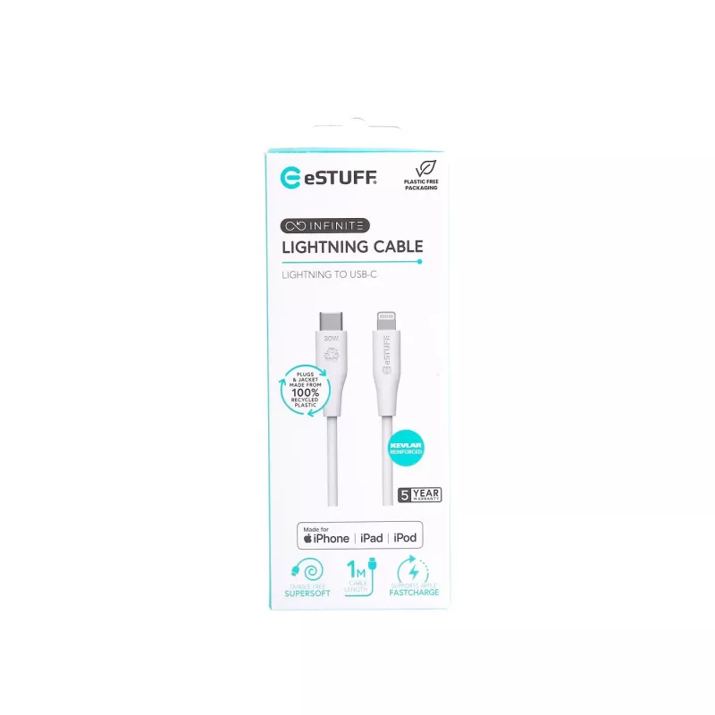 Cable Lightning eSTUFF ES602170 1m USB C 2.4A 5V certificado GRS