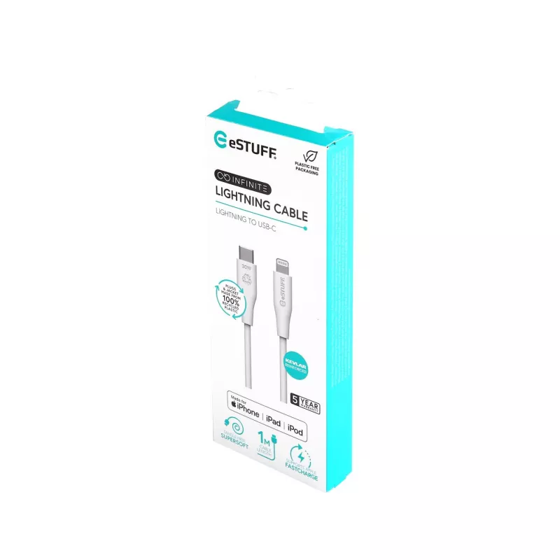 Cable Lightning eSTUFF ES602170 1m USB C 2.4A 5V certificado GRS