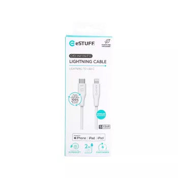 Cable Lightning eSTUFF ES602270 3m USB-C 2,4A blanco