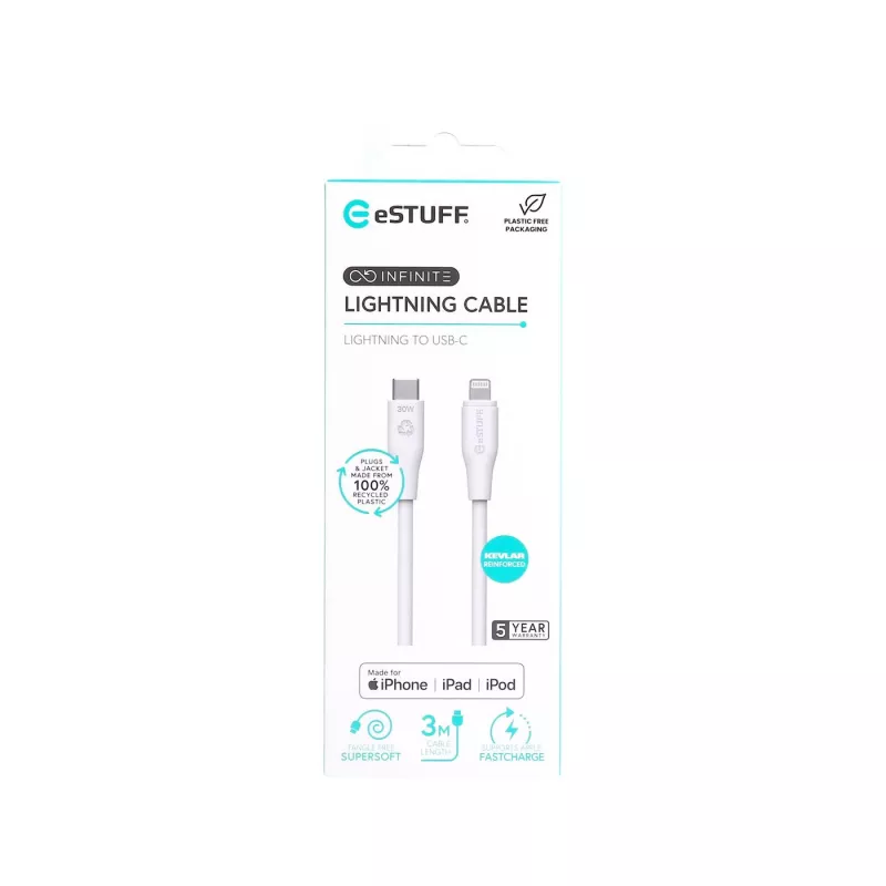 Cable Lightning eSTUFF ES602370 3m USB-C 2,4A 5V