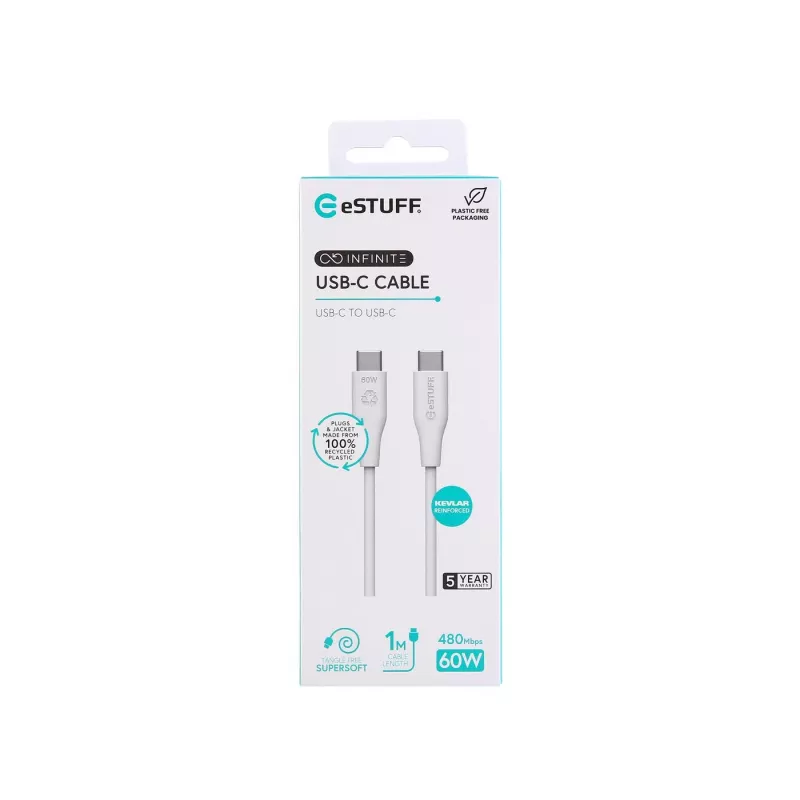 eSTUFF ES604170 Cable USB USB 2.0 1 m USB-C Blanco