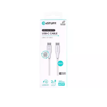 Cable USB eSTUFF ES604270 2 m USB-C Blanco USB 2.0 0,48 Gbit/s