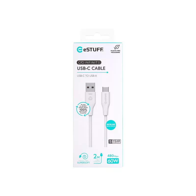 eSTUFF ES605270 Cable USB USB 2.0 2 m USB-C USB-A Blanco