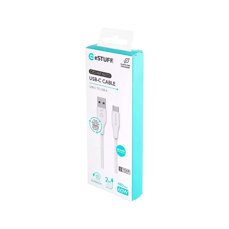 eSTUFF ES605270 Cable USB USB 2.0 2 m USB-C USB-A Blanco