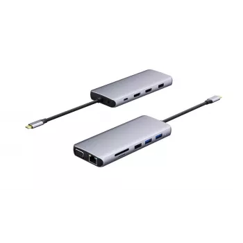 eSTUFF ES623009 Hub de interfaces USB 3.2 Gen 1 (3.1 Gen 1) Type-C 5000 Mbit/s Gris