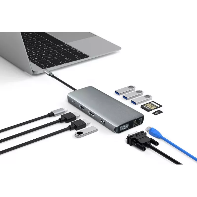 eSTUFF ES623009 Hub de interfaces USB 3.2 Gen 1 (3.1 Gen 1) Type-C 5000 Mbit/s Gris