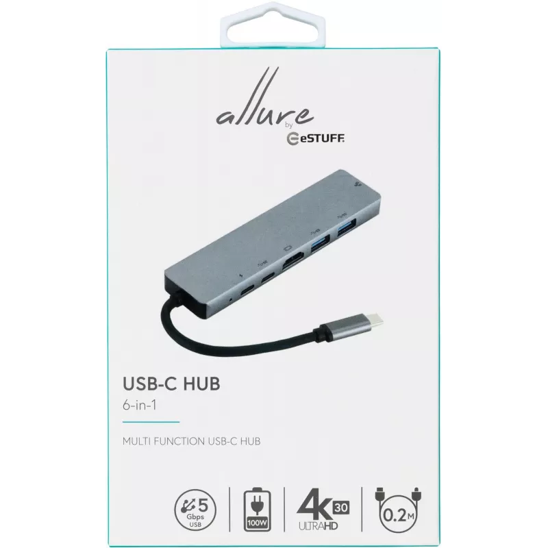 eSTUFF ES623012 Estación de acoplamiento/replicador de puertos para portátil USB 3.2 Gen 1 (3.1 Gen 1) Type-C Gris
