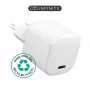 eSTUFF 100% plástico reciclado - Cargador doméstico USB-C PD 3A 20W, enchufe EU - Blanco
