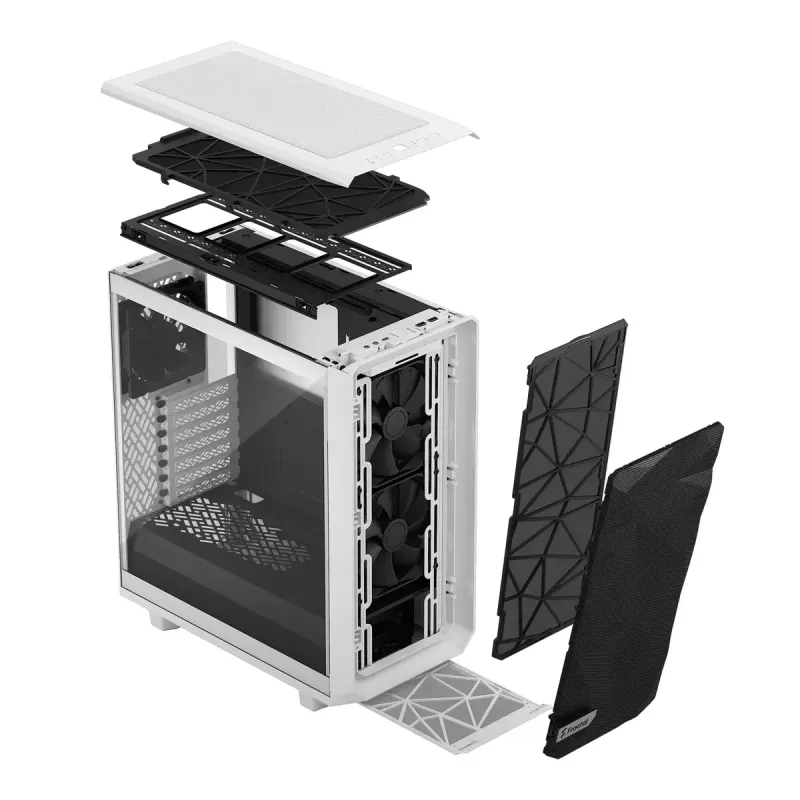 Fractal Design Meshify 2 Compact FD-C-MES2C-05 caja ATX Mid Tower, ventana de vidrio templado transparente, sin fuente de alimentación, blanca