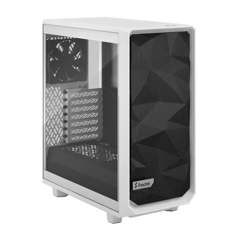 Fractal Design Meshify 2 Compact FD-C-MES2C-05 caja ATX Mid Tower, ventana de vidrio templado transparente, sin fuente de alimentación, blanca