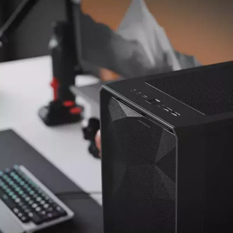 Fractal Design Meshify 2 Compact FD-C-MES2C-05 caja ATX Mid Tower, ventana de vidrio templado transparente, sin fuente de alimentación, blanca