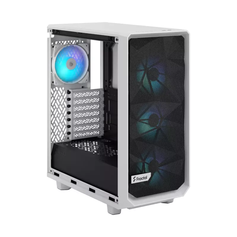 Caja de PC Fractal Design Meshify 2 Compact RGB blanca — ATX/microATX/Mini-ITX, compatible con 3x120 mm delante + 1x120 mm detrás, unidades de 2,5 inch/3,5 inch