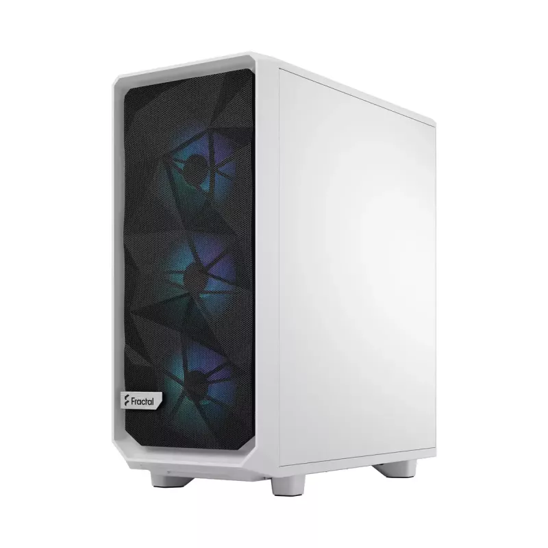 Caja de PC Fractal Design Meshify 2 Compact RGB blanca — ATX/microATX/Mini-ITX, compatible con 3x120 mm delante + 1x120 mm detrás, unidades de 2,5 inch/3,5 inch
