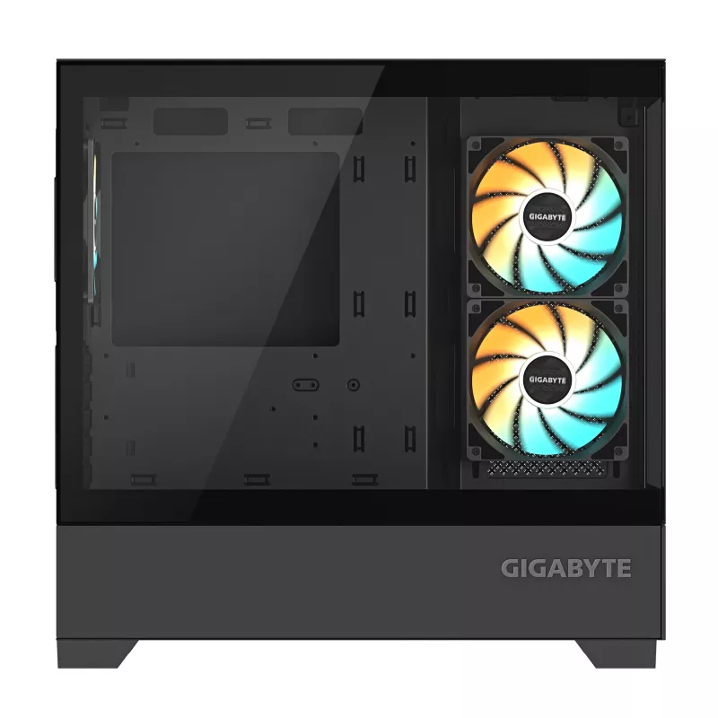 Caja de PC GIGABYTE C201 PANORAMIC – Mid Tower, m-ATX, soporte para radiador de 360 mm, 3 ventiladores preinstalados, USB 3.0, soporte para RGB Fusion