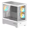 Caja de PC GIGABYTE C201 PANORAMIC ICE – Mid Tower, m-ATX, soporte para radiador de 360 mm, 3 ventiladores preinstalados, USB 3.0, soporte para RGB Fusion