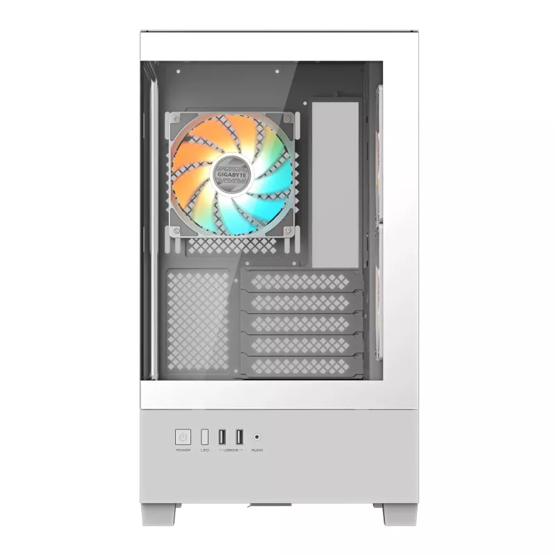 Caja de PC GIGABYTE C201 PANORAMIC ICE – Mid Tower, m-ATX, soporte para radiador de 360 mm, 3 ventiladores preinstalados, USB 3.0, soporte para RGB Fusion