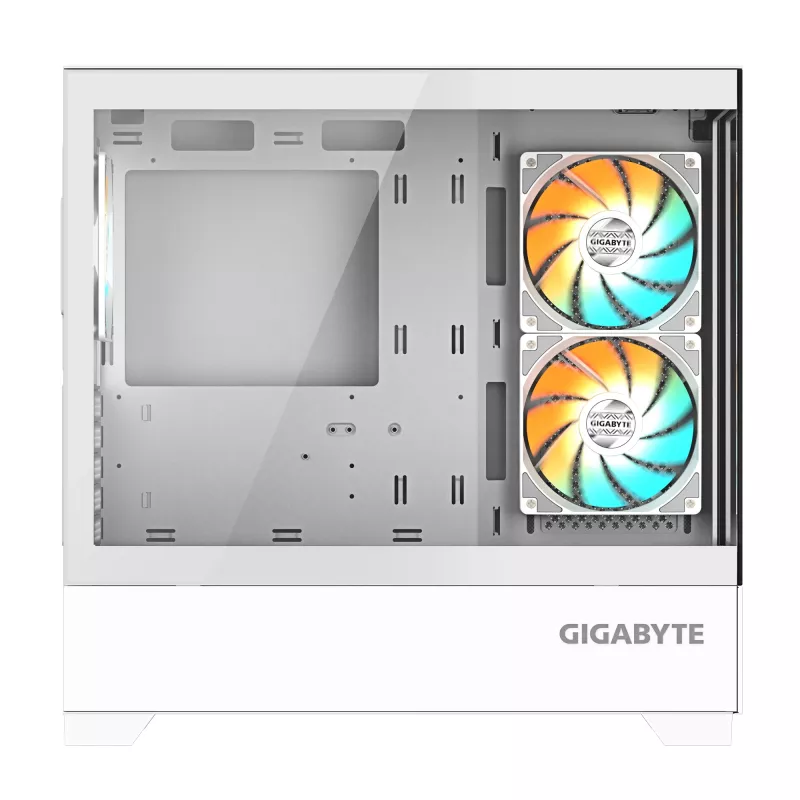 Caja de PC GIGABYTE C201 PANORAMIC ICE – Mid Tower, m-ATX, soporte para radiador de 360 mm, 3 ventiladores preinstalados, USB 3.0, soporte para RGB Fusion